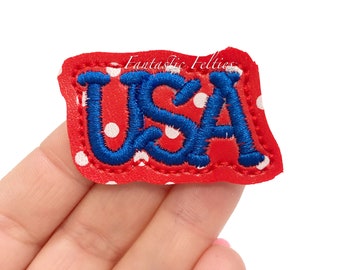 USA Feltie | glitter felties | patriotic felties | 4th of July felties |  | Embroidered Felt | UNCUT | (set of 4)