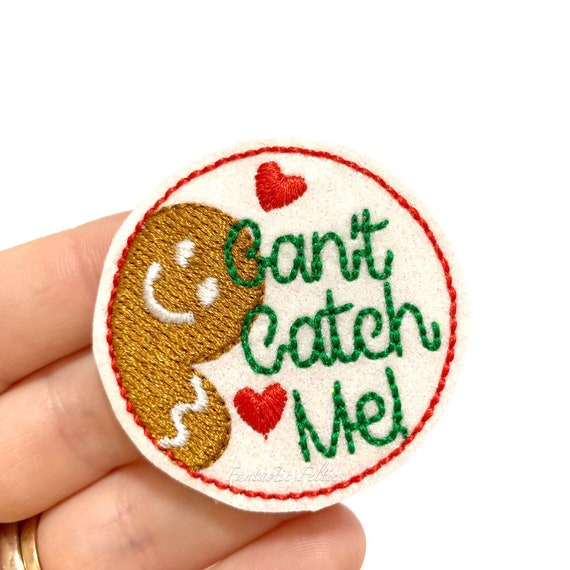 Can't catch me Feltie | gingerbread felties | Christmas felties |  | Embroidered Felt | UNCUT | (set of 4)