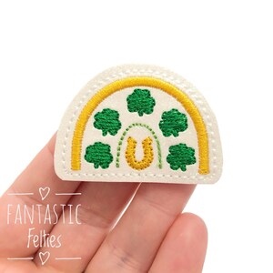 Lucky rainbow felties | UNCUT | St patricks Feltie | shamrock felties | st patrick&#39;s rainbow Felties | Embroidered Felt | (set of 4)