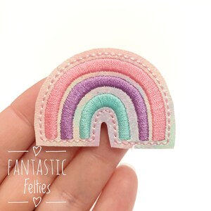 Rainbow Felties | Pastel Rainbow felties | ombré rainbow felties | glitter felties | Embroidered Felt | UNCUT | (set of 4)