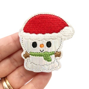 Snowman santa felties - snowman Felties - Christmas Felties - glitter felties | Embroidered Felt - UNCUT | set of 4