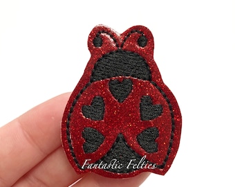 Lady bug Felties | ladybug felties | insect felties | bug felties | felties | Embroidered Felt | UNCUT | (set of 4)felties for badge reels