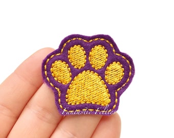 Paw print felties | UNCUT | animal felties | Paw Felties | Felt Applique | embroidered Felt | UNCUT | (set of 4)felties for badge reels