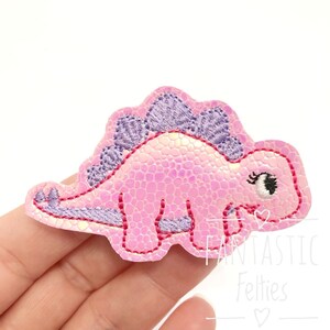 Dinosaur Felties | Dino felties | stegosaurus dinosaur felties | glitter felties | Felt applique | Embroidered Felt | UNCUT | (set of 4)