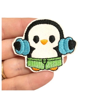 Penguin Felties | Penguin with floaties felties | summer felties |  | Embroidered Felt | UNCUT | (set of 4)