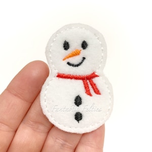 Snowman Felties | Christmas Felties | winter Felties | Felt applique | Embroidered Felt | UNCUT | (set of 4)