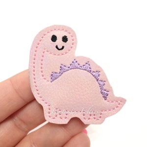 Dinosaur Felties | Dino felties | girl dinosaur felties | glitter felties | Felt applique | Embroidered Felt | UNCUT | (set of 4)