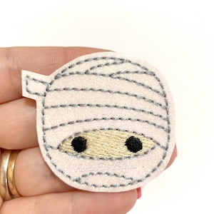 Mummy Halloween Feltie - halloween felties - mummy felties | Felt applique - ghost felties - Embroidered Felt - UNCUT | (set of 4)