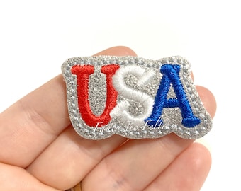 USA Feltie | glitter felties | patriotic felties | 4th of July felties |  | Embroidered Felt | UNCUT | (set of 4)
