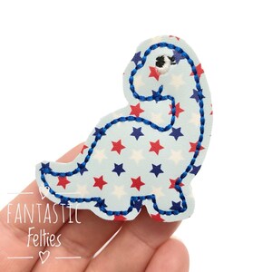 Patriotic Dinosaur Felties | Dino felties | girl dinosaur felties | 4th of July felties | cute dino felties | UNCUT | (set of 4)