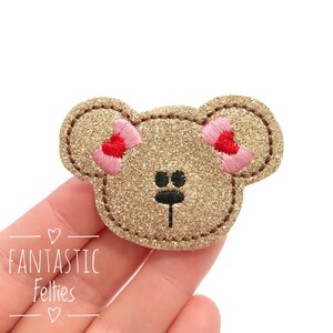 Teddy bear feltie | baby bear felties | bear feltie | animal Feltie | stuffed animal felties | Embroidered Felt | UNCUT | (set of 4)