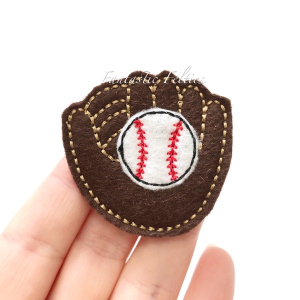 Baseball Felties | UNCUT | Baseball glove felties | sports felties | glitter felties | Felt applique | Embroidered Felt | (set of 4)