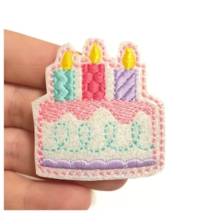 Cake Feltie | Birthday cake felties | food felties | party felties | Felt applique | Embroidered Felt | UNCUT | (set of 4)