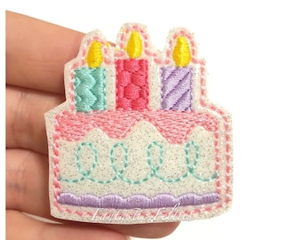 Cake Feltie | Birthday cake felties | food felties | party felties | Felt applique | Embroidered Felt | UNCUT | (set of 4)