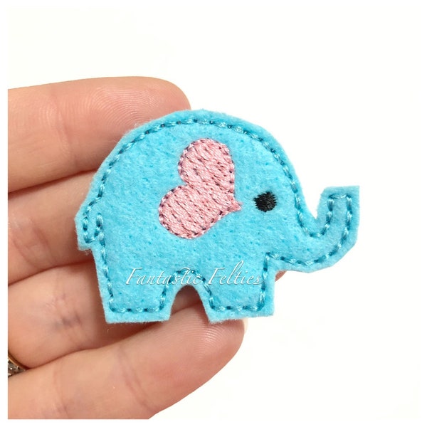 Elephant Feltie | baby elephant felties | Felt applique | Embroidered Felt | UNCUT | (set of 4)