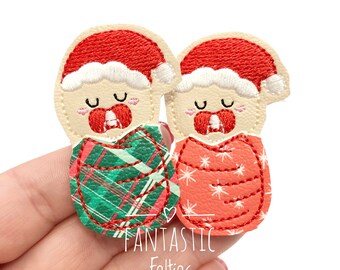 Baby felties | swaddled baby Felties | Burrito baby felties | Christmas baby felties | Santa babies Felties | UNCUT | (set of 4)