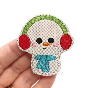 Snowman with earmuffs felties - snowman Felties - Christmas Felties - glitter felties | cute snowman felties - UNCUT | set of 4