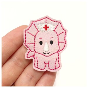 Dinosaur nurse Felties | Dino felties | girl dinosaur felties | medical felties | pink dinosaur | Embroidered Felt | UNCUT | (set of 4)