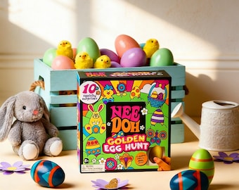 Nee Doh Goldene Eiersuche Squishy Spielzeug Set, Überraschungs Fidget Sensorische Spielzeug, Kinder Stressabbau Geschenk, Osterkorb Stuffer, Schatzsuche