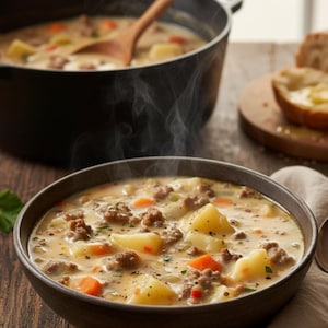 Best Creamy Potato & Hamburger Soup | Easy to Make Cheesy Comfort Food | Hearty Dinner Recipe PDF | Cozy Soup Guide | Digital Download