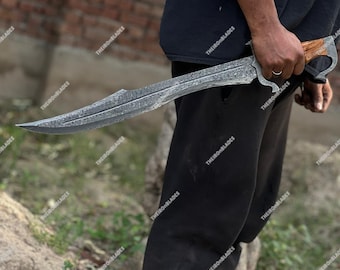 Espada corta Shashka de acero de Damasco forjada a mano, machete con funda, regalo para novio