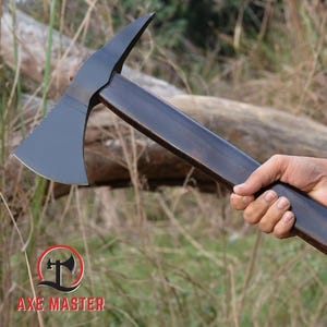 Handgjord Viking Tomahawk Yxa - Kolstålshuvud, Hickoryhandtag - Kastyxa