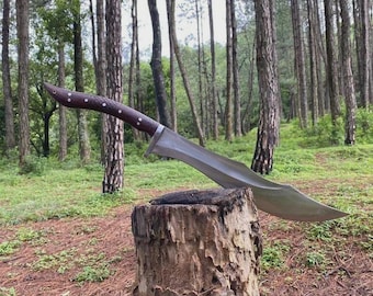 Machete de supervivencia de acero al carbono forjado a mano personalizado, espada Bowie, regalo de caza y camping para él.