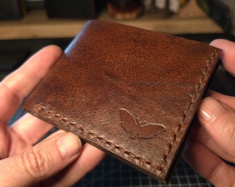 Minimalist Leather Bi Fold Wallet | Handmade Full Grain Leather Wallet | Vintage Brown Mens Wallet