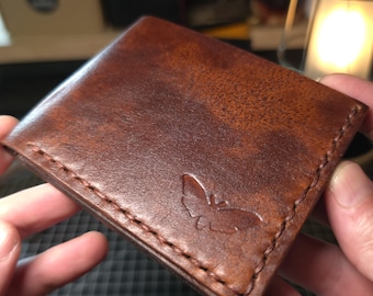 Hand Stitched Leather Wallet | Handmade Full Grain Bi fold Wallet | Vegetable Tanned Slim Wallet | EDC Mens Wallet