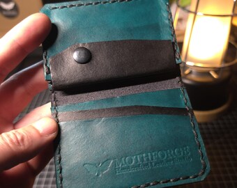Handmade Leather Card Holder Wallet, Full Grain Veg Tan Leather, Minimalist Mens Wallet, Slim Front Pocket Wallet