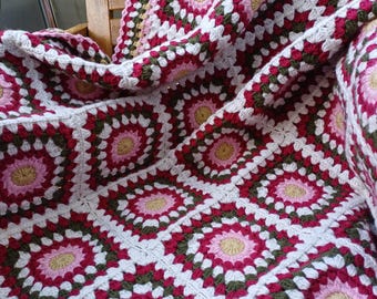 Coperta quadrata in velluto spesso, coperta patchwork all'uncinetto fatta a mano