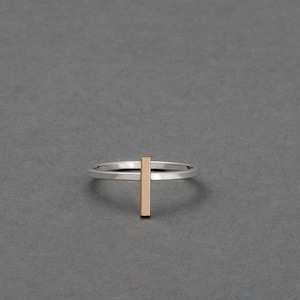 Two tone ring, sterling, 14k gold, bar stacker band, handmade, modern minimalist, Empire Stack Ring | Cleopatra Collection From Haley Lebeuf