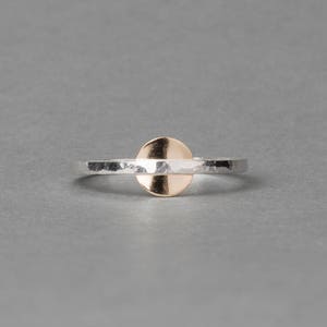 Mixed metal, stacking ring, hammered metal, handmade, silver and 14k gold, Two-Tone Zilker Ring |  Violet Crown Collection by Haley Lebeuf