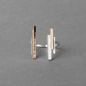 Modern, mixed metal ring, edgy, hammered metal, silver and gold, unique, two-tone Shoal Creek Ring Violet Crown Collection by Haley Lebeuf image 2