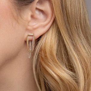 Dangle, Mixed metal, fidget, handmade, silver and gold fill, minimalist | Drift Chain Earring from the Collection by Haley Lebeuf