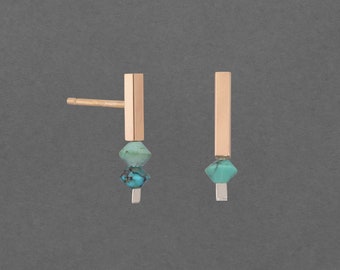 Turquoise Progression Studs | Small stud earrings | Asymmetrical | Minimalist | Modern | Handmade gift | Rhythm Collection by Haley Lebeuf