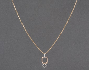 幾何学模様のミックスメタルネックレス：スターリングシルバー