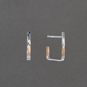 Quick Slow | Two tone small rectangular hoop | Mixed metals | Minimalist Jewelry | Modern | Handmade gift |Rhythm Collection by Haley Lebeuf
