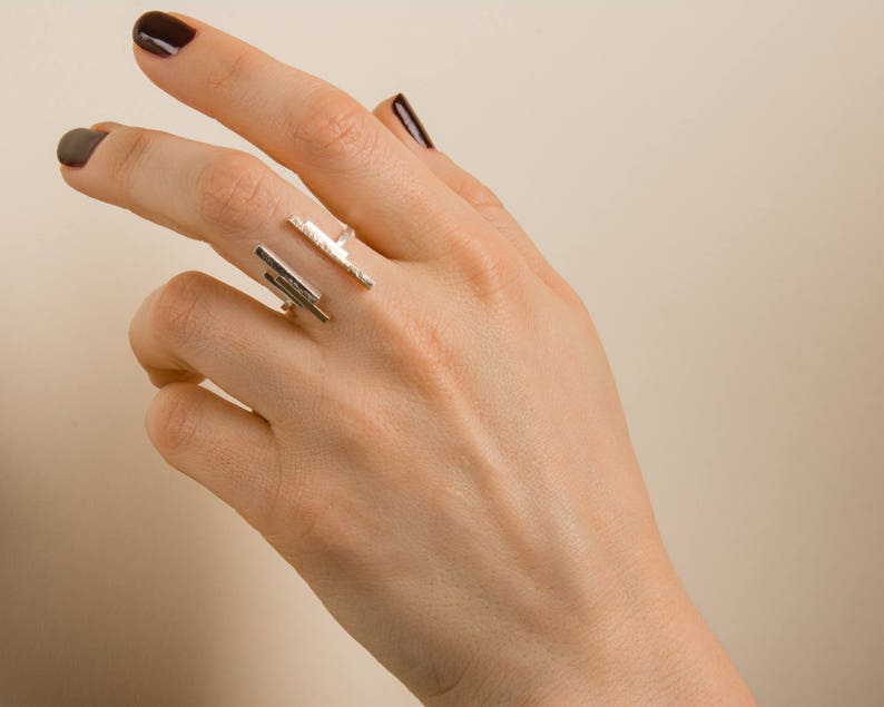 Modern, mixed metal ring, edgy, hammered metal, silver and gold, unique, two-tone Shoal Creek Ring Violet Crown Collection by Haley Lebeuf image 1