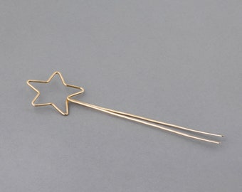 Hair pin, hair fork, gift for her, hammered brass, handmade, celestial, modern, Lone Star Hair Fork | Tejas Collection From Haley Lebeuf