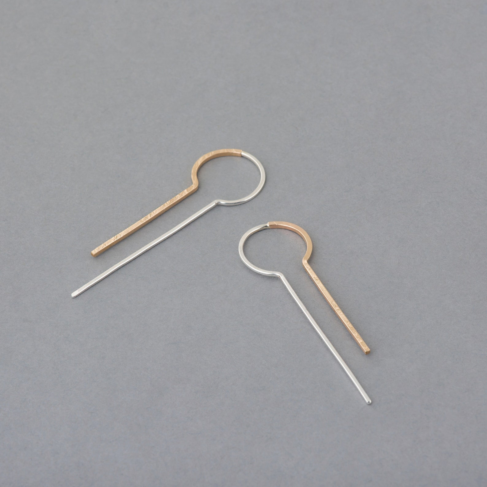 •TEAR THREADER• mixed metal earrings