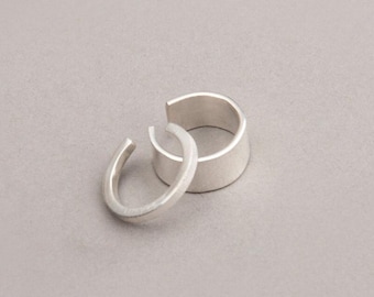 sterling silver double ear cuff set, handmade earrings, thick, skinny, wide, thin band, gift for her | F E M M E collection by Haley Lebeuf