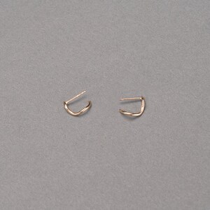 Tiny hoops, earring stacker, organic wave, handmade jewelry, silver, gold Anew Huggie Earring from the Springs Collection by Haley Lebeuf image 4