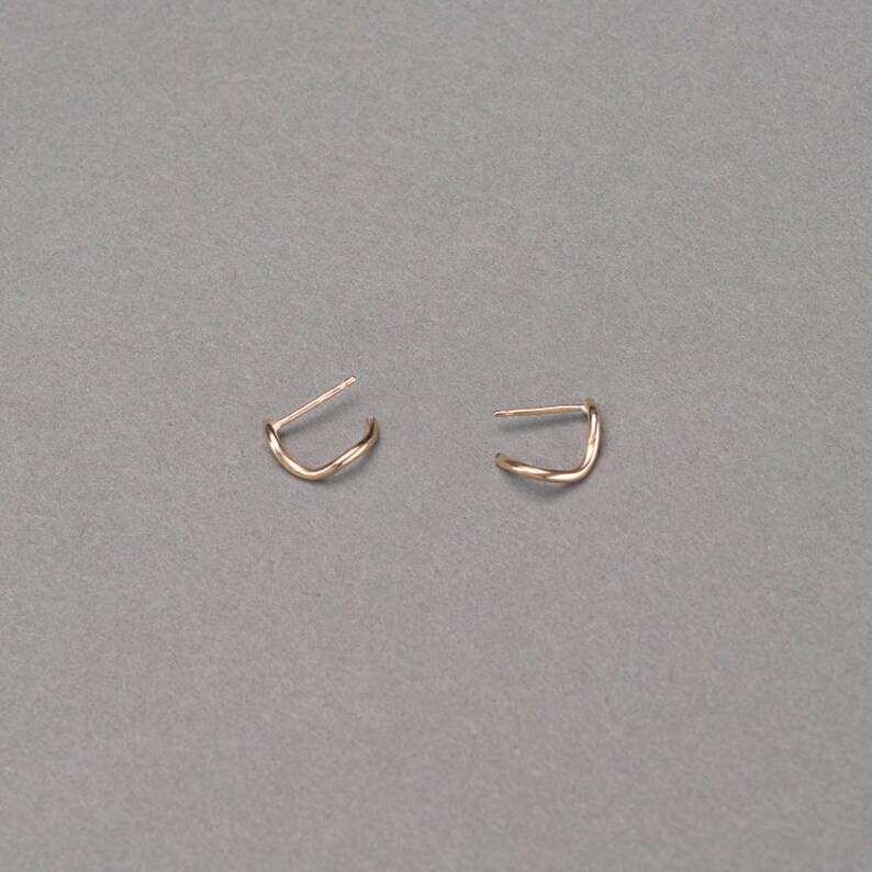 Tiny hoops, earring stacker, organic wave, handmade jewelry, silver, gold Anew Huggie Earring from the Springs Collection by Haley Lebeuf image 4