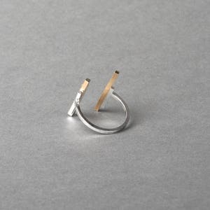 Modern, mixed metal ring, edgy, hammered metal, silver and gold, unique, two-tone Shoal Creek Ring Violet Crown Collection by Haley Lebeuf image 4