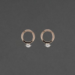 Aphrodite Button Stud, Mixed Metal Earrings, Two Tone, Small Circle Earring, Handmade in Gold and Silver | FORM Collection by Haley Lebeuf