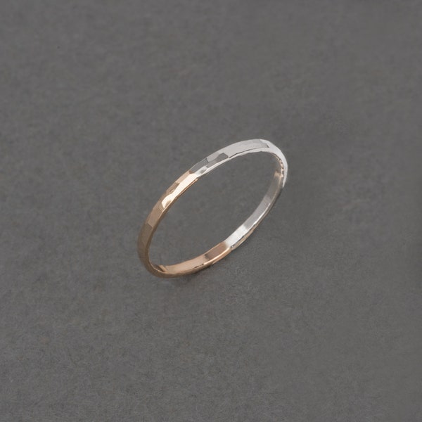 Quick, Slow Two-Tone Ring, Thin Stack Band, Mixed Metal, Handmade Everyday Jewelry, Gift, Simple Stack | Rhythm Collection From Haley Lebeuf