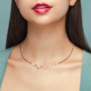 Mixed metal statement necklace, modern organic sleek lightweight layering collar | Freedom Two-Tone Neck, Springs Collection by Haley Lebeuf