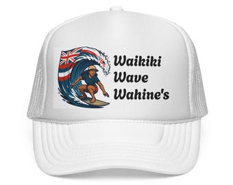 Waikiki Wave Wahine's Trucker Cap — Hawaiian Surfing Mesh Hat