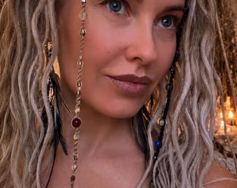 Boho Lula Hair Wrap Hair Jewelry Natural Stone Hair Accessory Festival Hair Charm Macrame Hair Tie Gift for Her
